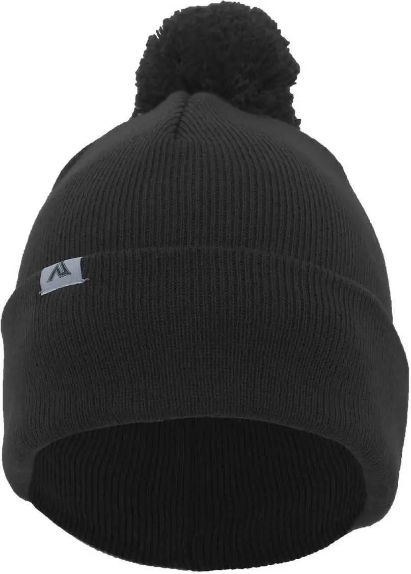 Pacific Headwear 641k Pom-pom Cuff Beanie - Black - 7’’ - 7 7/8’’
