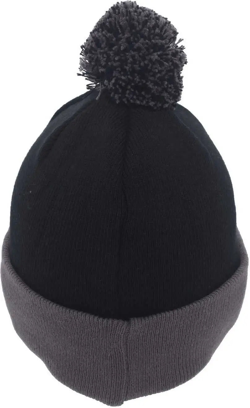Pacific Headwear 641k Pom-pom Cuff Beanie - Black Graphite - Dark Gray / 7’’ - 7 7/8’’
