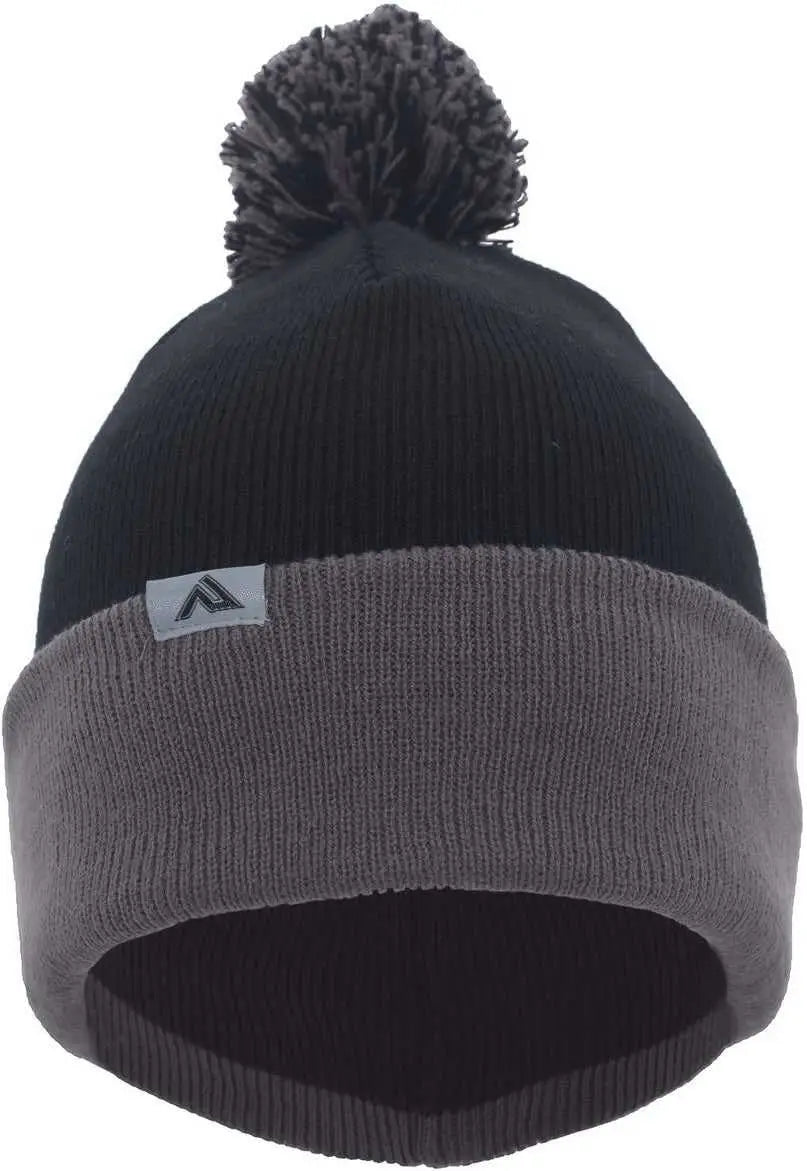 Pacific Headwear 641k Pom-pom Cuff Beanie - Black Graphite
