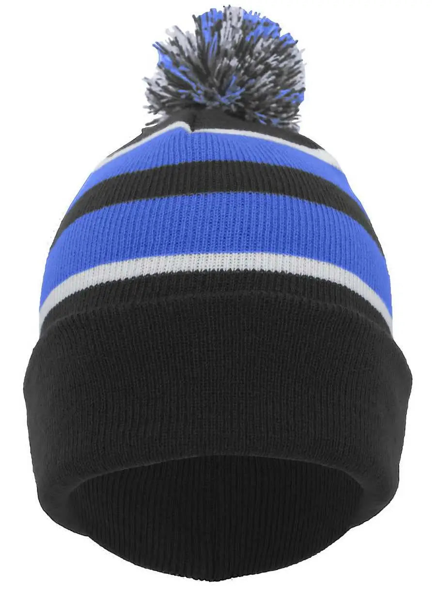 Pacific Headwear 641k Pom-pom Cuff Beanie - Black Royal White