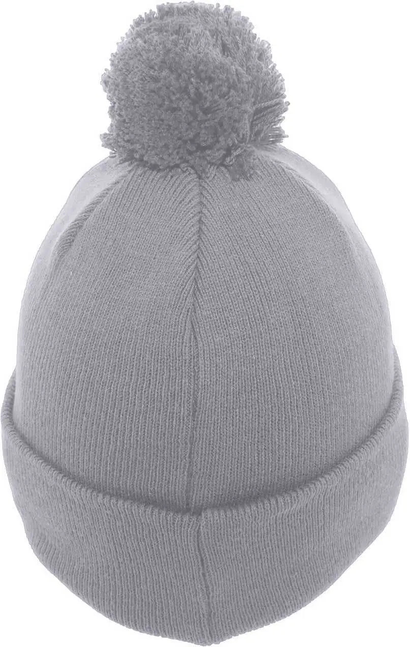Pacific Headwear 641k Pom-pom Cuff Beanie - Silver - Light Gray / 7’’ - 7 7/8’’
