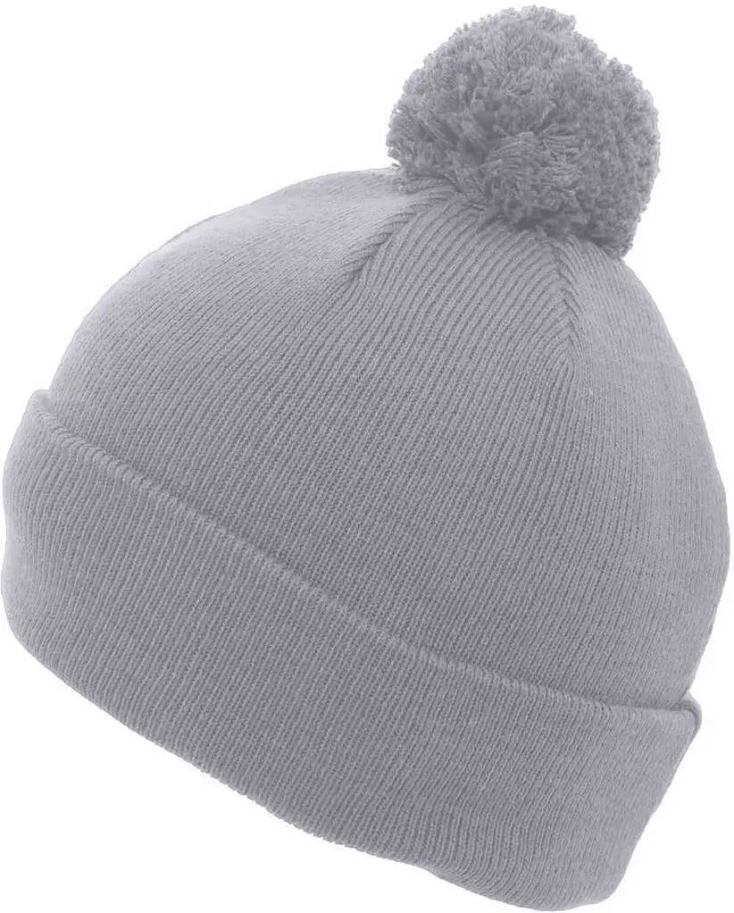 Pacific Headwear 641k Pom-pom Cuff Beanie - Silver - Light Gray / 7’’ - 7 7/8’’