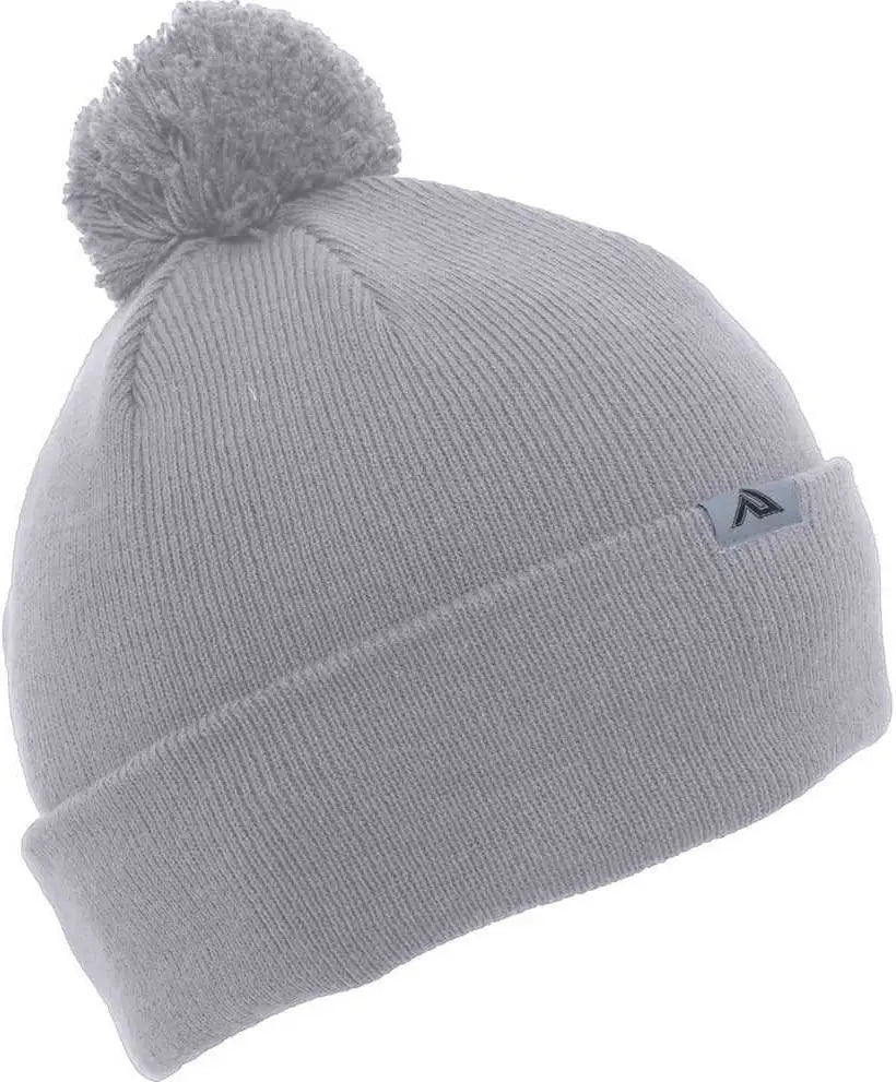 Pacific Headwear 641k Pom-pom Cuff Beanie - Silver - Light Gray / 7’’ - 7 7/8’’