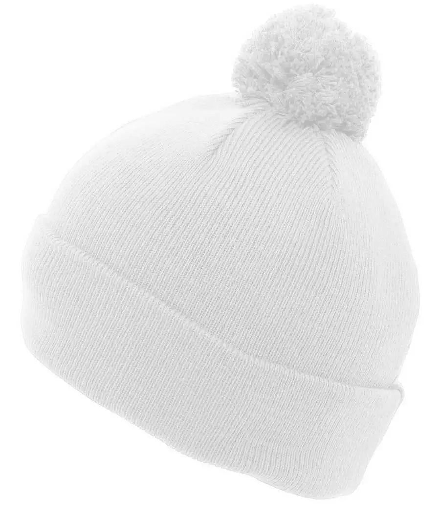 Pacific Headwear 641k Pom-pom Cuff Beanie - White - 7’’ - 7 7/8’’