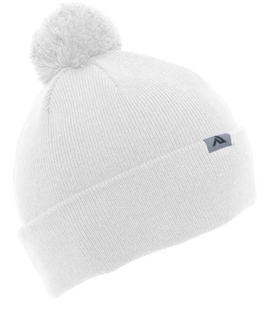 Pacific Headwear 641k Pom-pom Cuff Beanie - White - 7’’ - 7 7/8’’