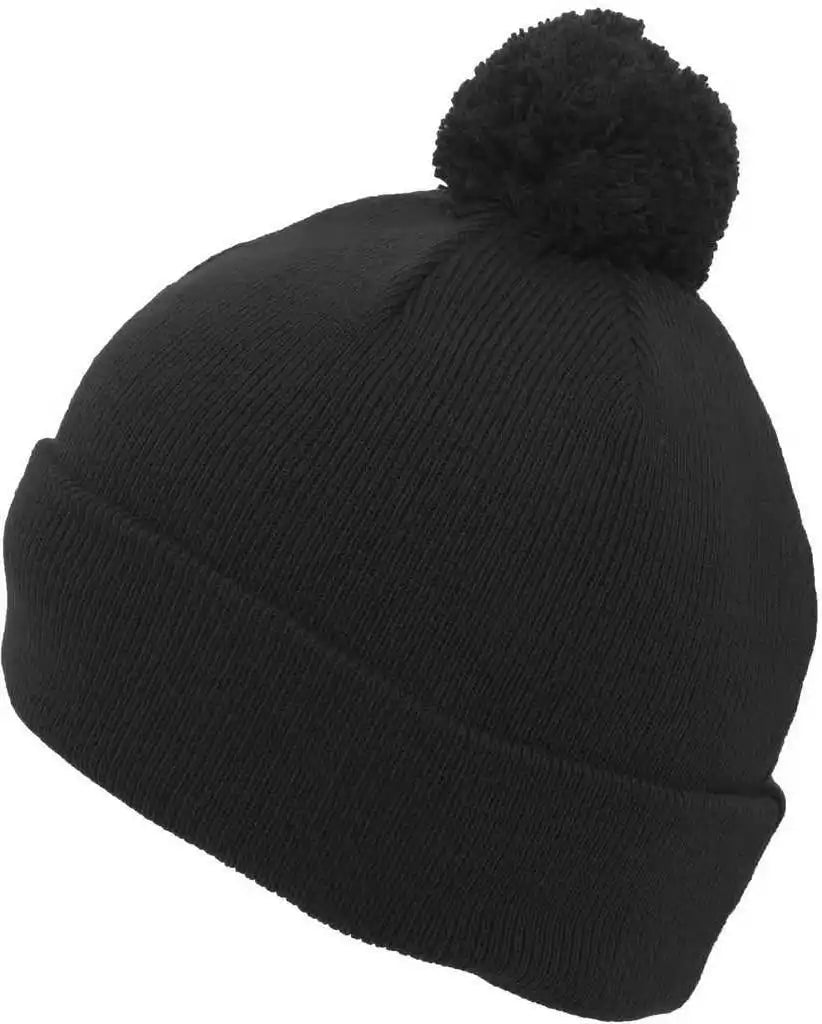 Pacific Headwear 641k Pom Cuff Beanie Black / 7’’ 7 7/8’’