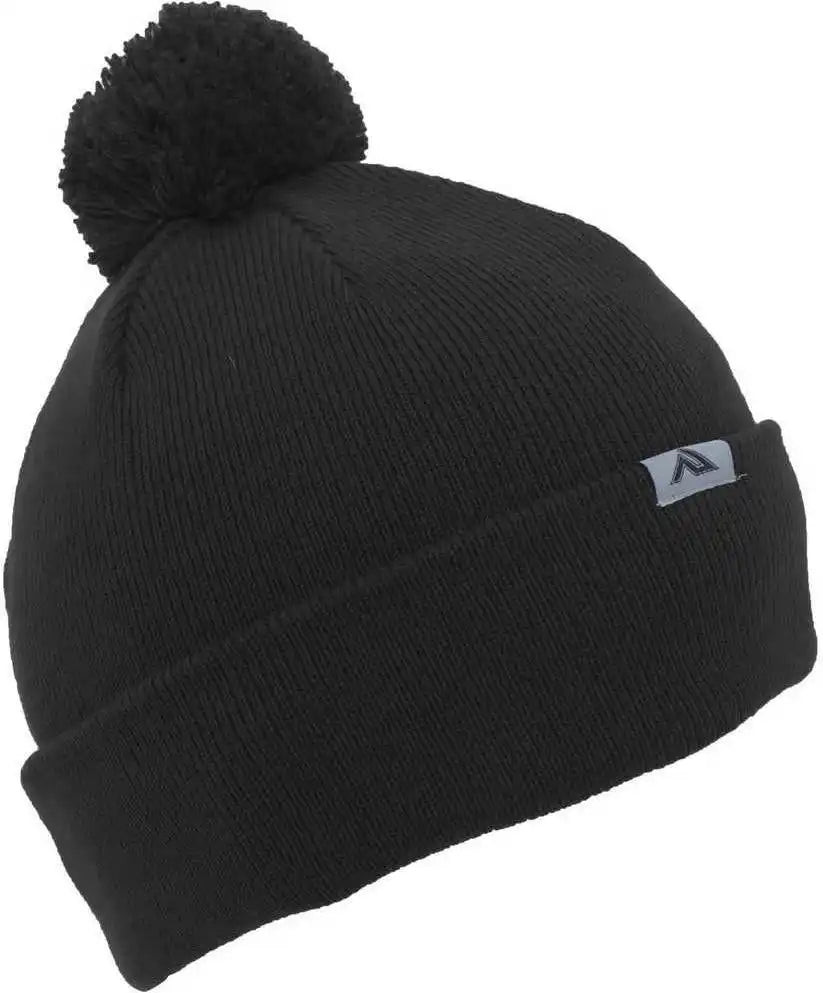 Pacific Headwear 641k Pom Cuff Beanie Black / 7’’ 7 7/8’’