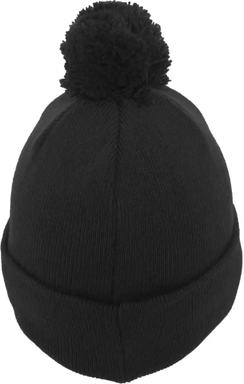 Pacific Headwear 641k Pom Cuff Beanie Black / 7’’ 7 7/8’’
