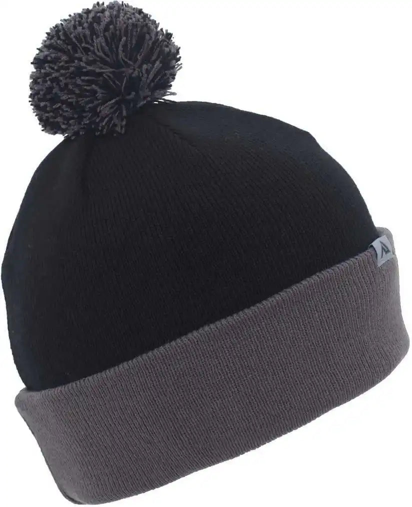 Pacific Headwear 641k Pom-pom Cuff Beanie - Black Graphite - Dark Gray / 7’’ - 7 7/8’’