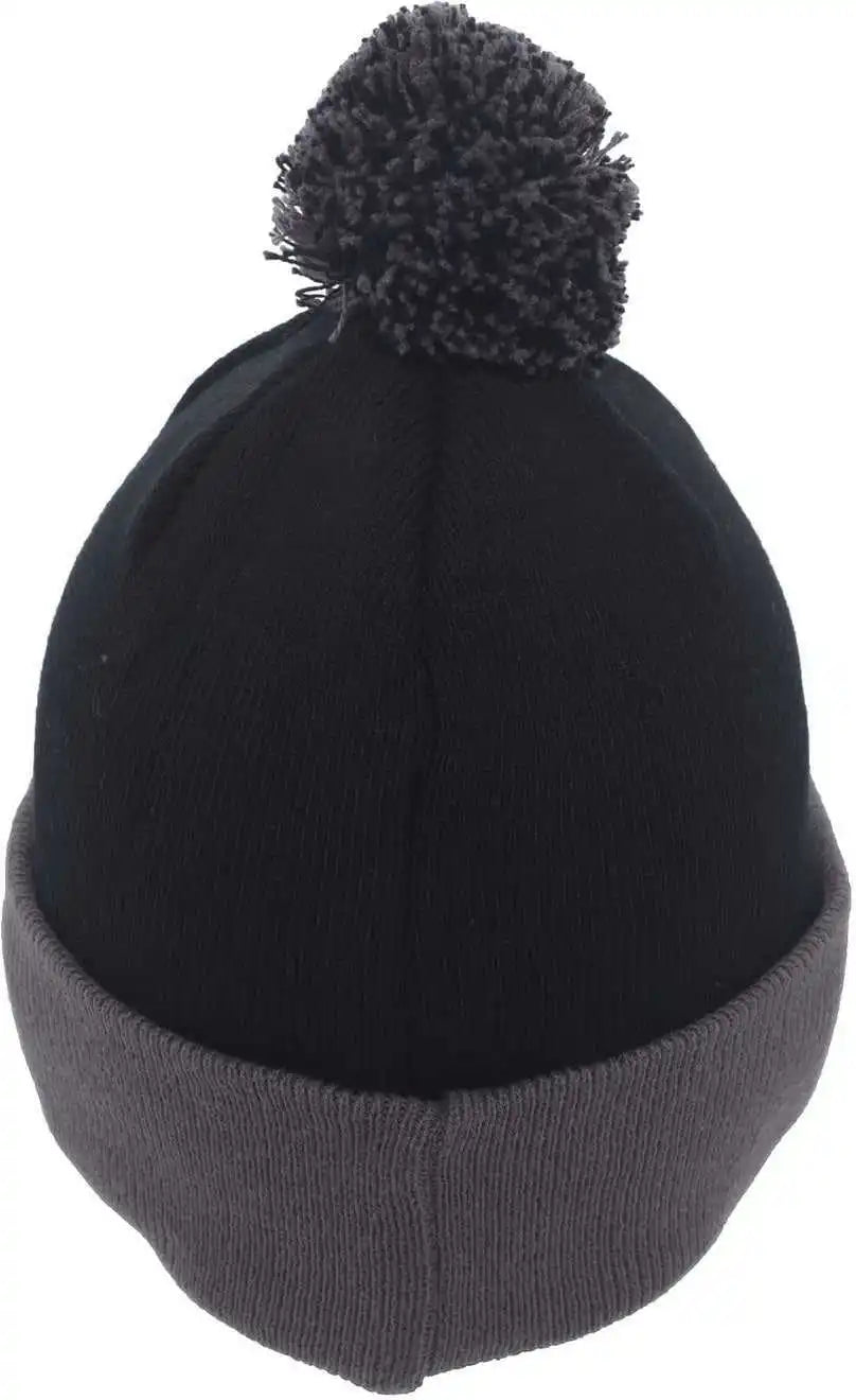 Pacific Headwear 641k Pom-pom Cuff Beanie - Black Graphite - Dark Gray / 7’’ - 7 7/8’’