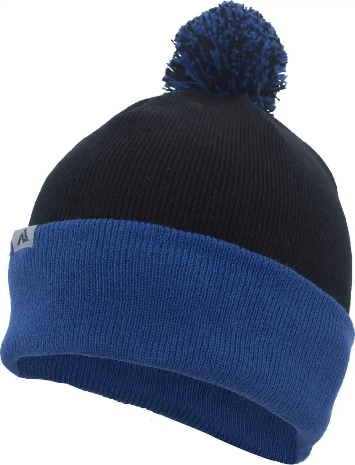 Pacific Headwear 641k Pom Cuff Beanie Black Royal / 7’’ 7 7/8’’