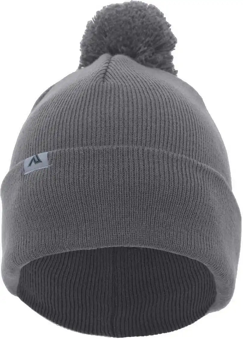 Pacific Headwear 641k Pom-pom Cuff Beanie - Graphite - Dark Gray / 7’’ - 7 7/8’’