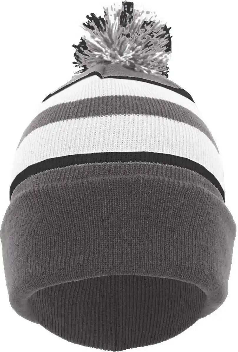 Pacific Headwear 641k Pom-pom Cuff Beanie - Graphite White Black - Dark Gray / 7’’ - 7 7/8’’