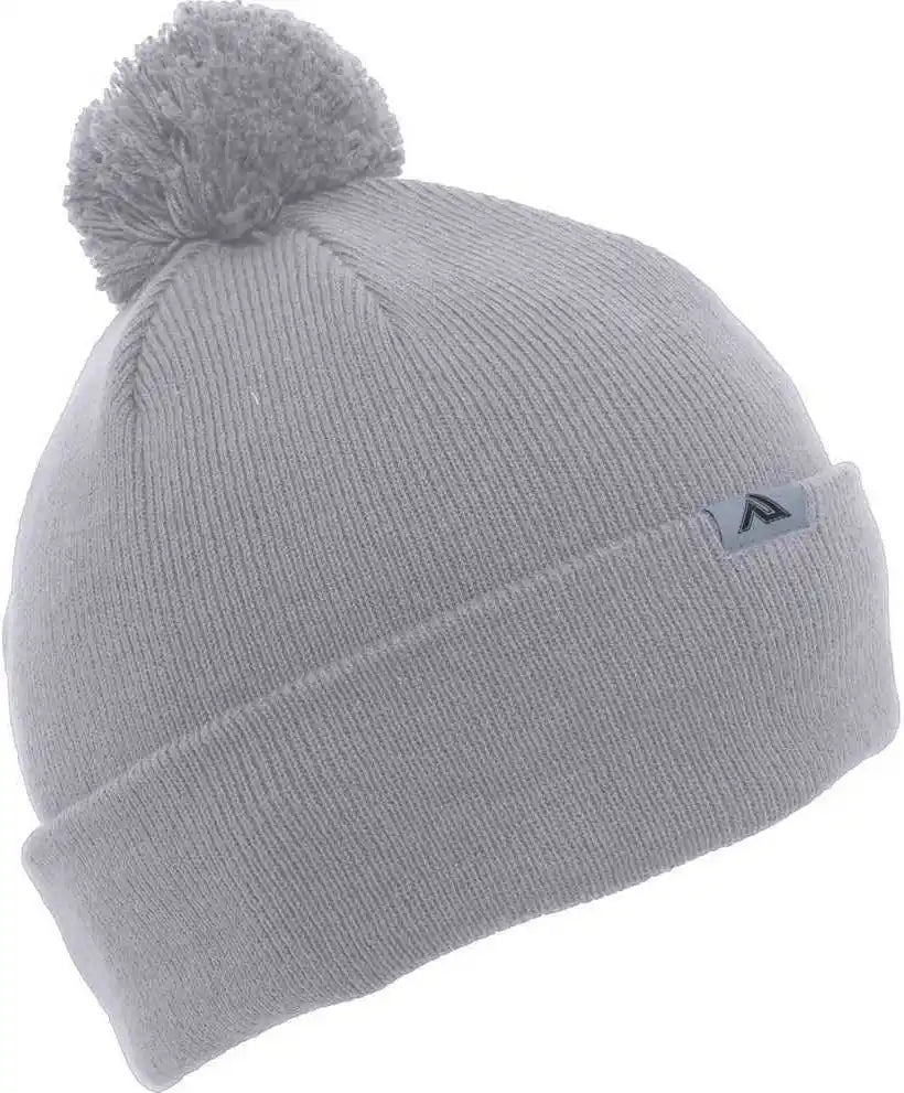Pacific Headwear 641k Pom Cuff Beanie Silver Light Gray / 7’’ 7 7/8’’