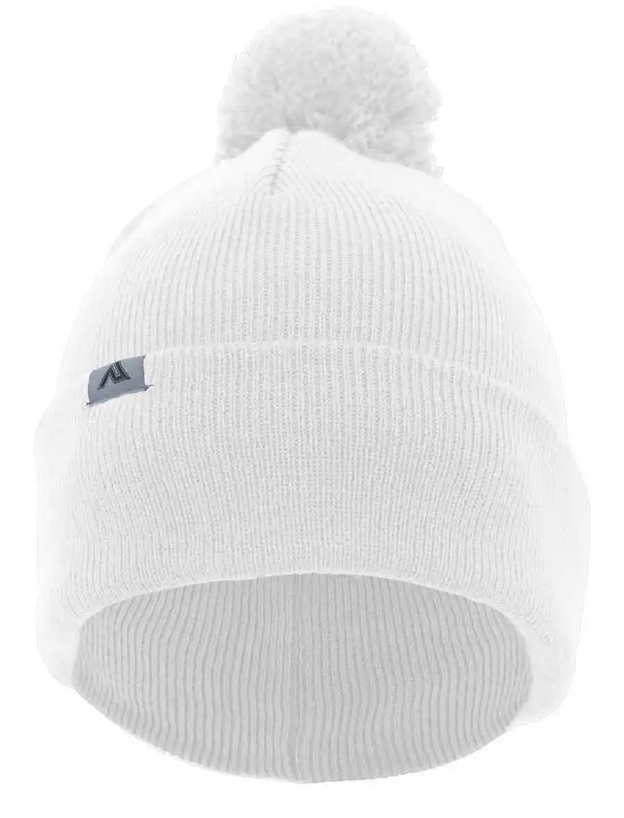 Pacific Headwear 641k Pom-pom Cuff Beanie - White - 7’’ - 7 7/8’’