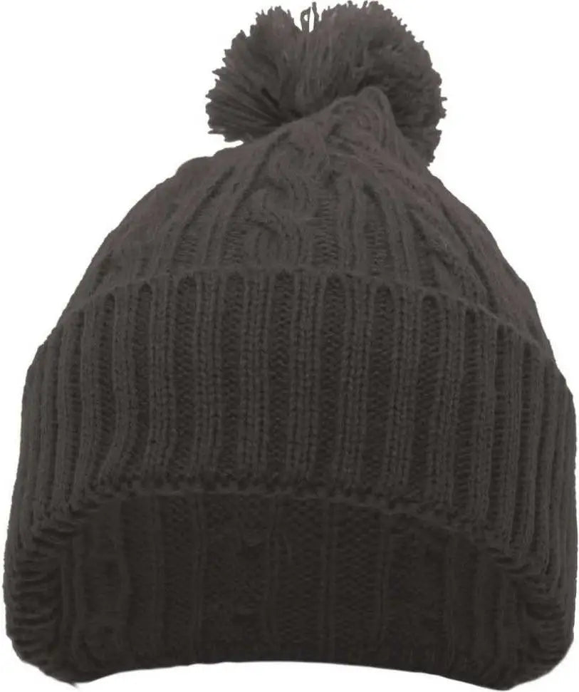 Pacific Headwear 643k Cable Knit Pom-pom Beanie - Graphite