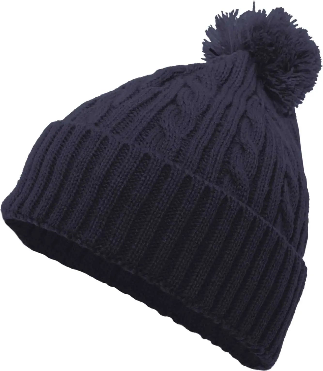 Pacific Headwear 643k Cable Knit Pom-pom Beanie - Navy