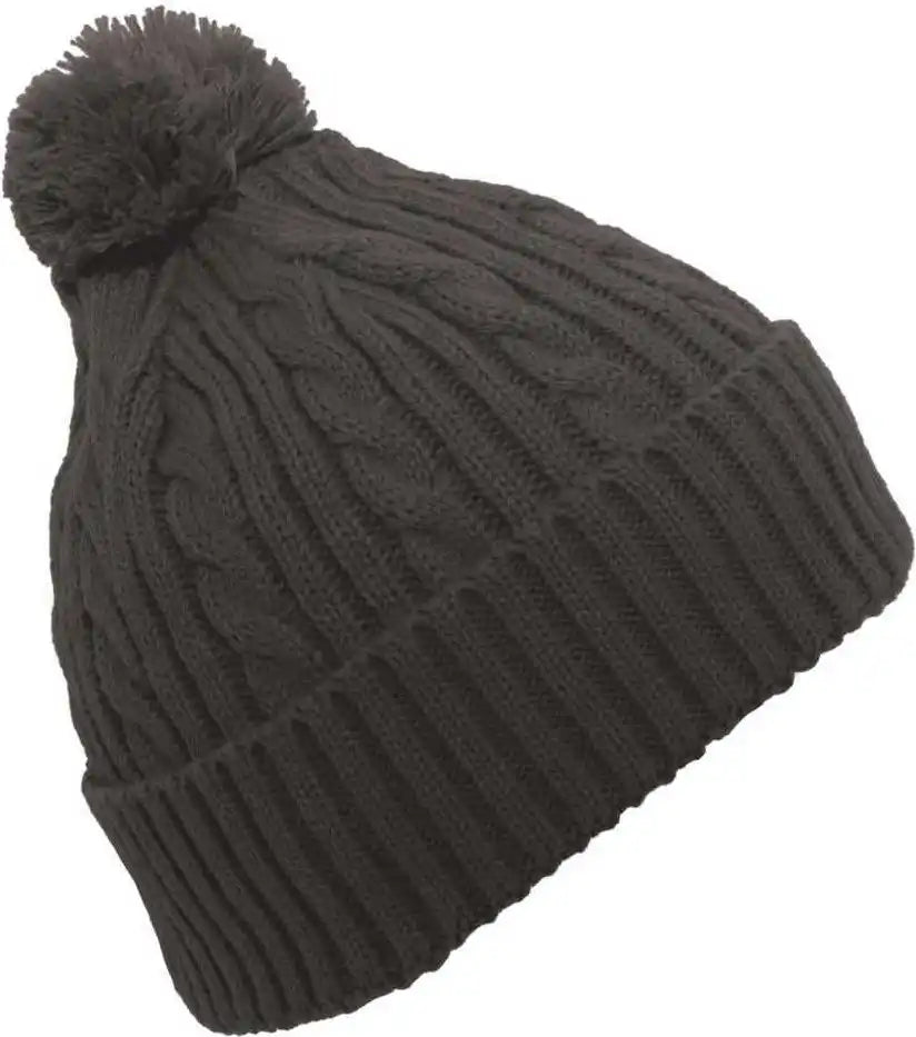Pacific Headwear 643k Cable Knit Pom Beanie Graphite Dark Gray / 7’’ 7 7/8’’