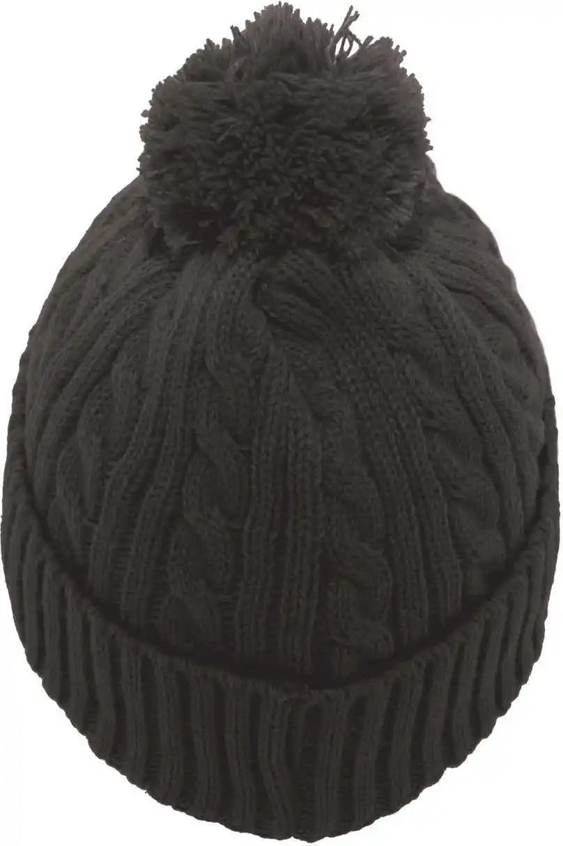 Pacific Headwear 643k Cable Knit Pom Beanie Graphite Dark Gray / 7’’ 7 7/8’’