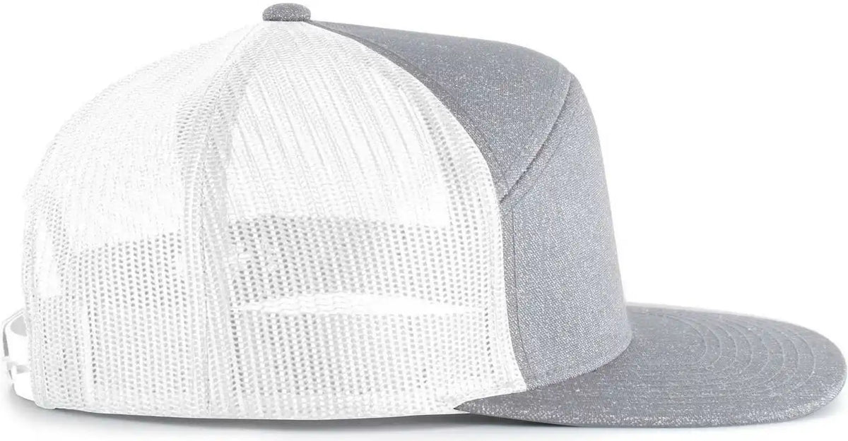 Pacific Headwear 710 6 Panel Arch Heather Trucker Snapback Cap Grey White / 7’’ 7 7/8’’