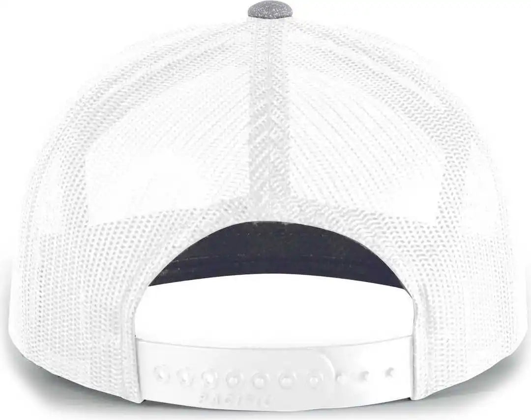 Pacific Headwear 710 6 Panel Arch Heather Trucker Snapback Cap Grey White / 7’’ 7 7/8’’
