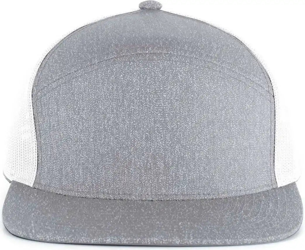 Pacific Headwear 710 6 Panel Arch Heather Trucker Snapback Cap Grey White / 7’’ 7 7/8’’
