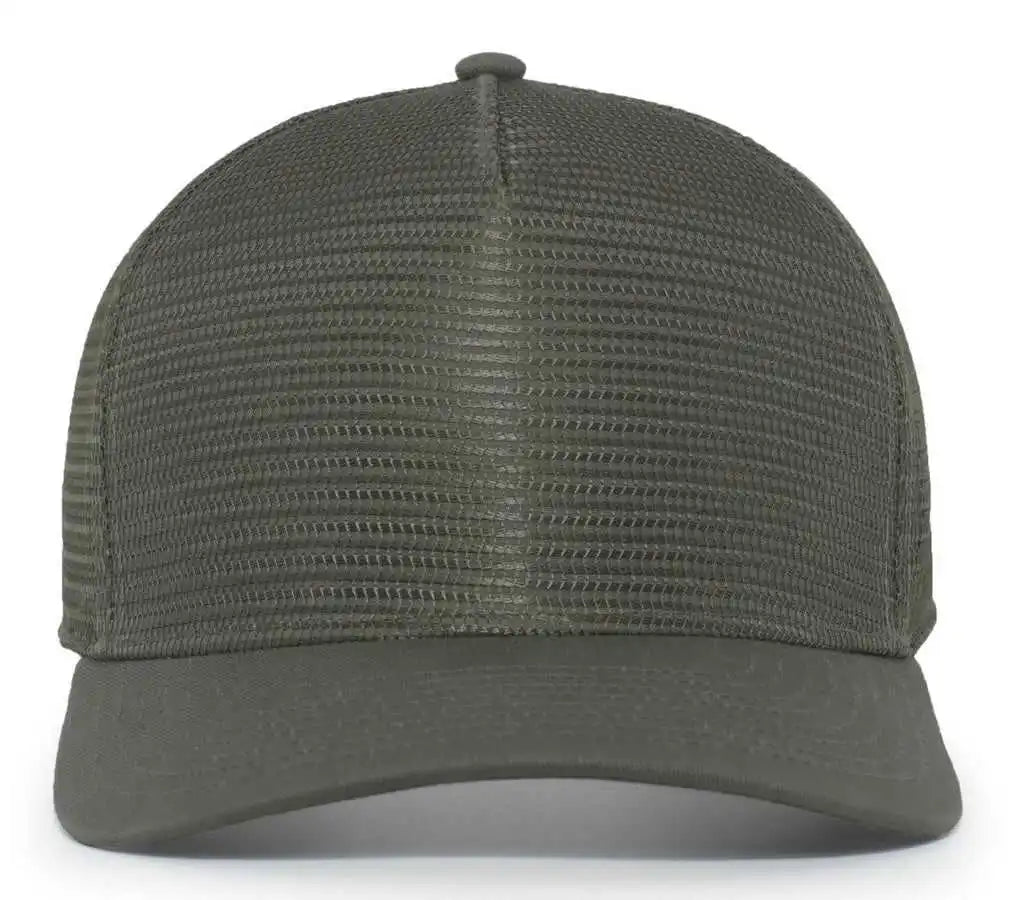 Pacific Headwear 724 Mesh Overlay 5-panel Trucker Snapback Cap - Loden - Brown / 7’’ - 7 7/8’’