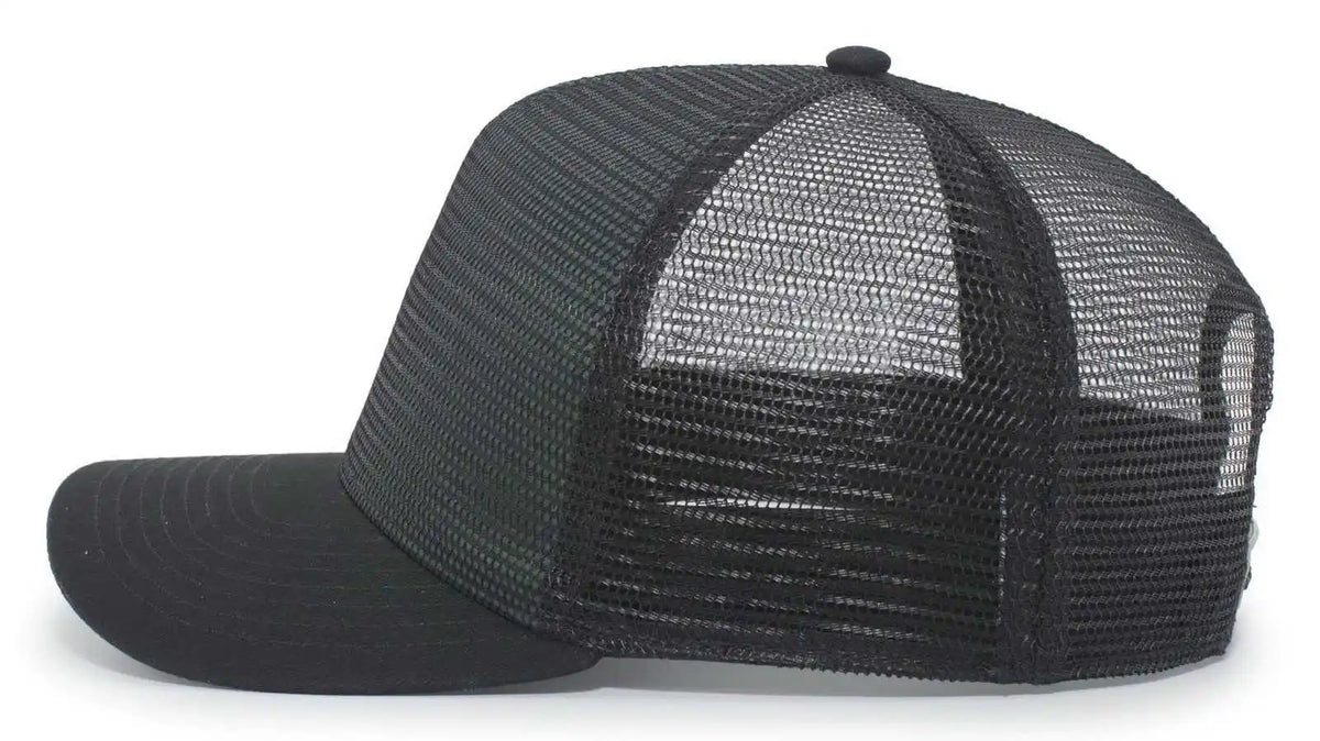 Pacific Headwear 724 Mesh Overlay 5-panel Trucker Snapback Cap - Black Dark Green - Forest / 7’’ - 7 7/8’’