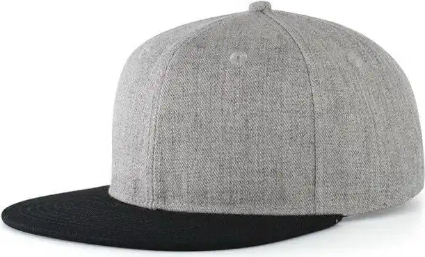 Pacific Headwear 750 Wool Heather Snapback Cap - Light Black - Gray / 7’’ - 7 7/8’’