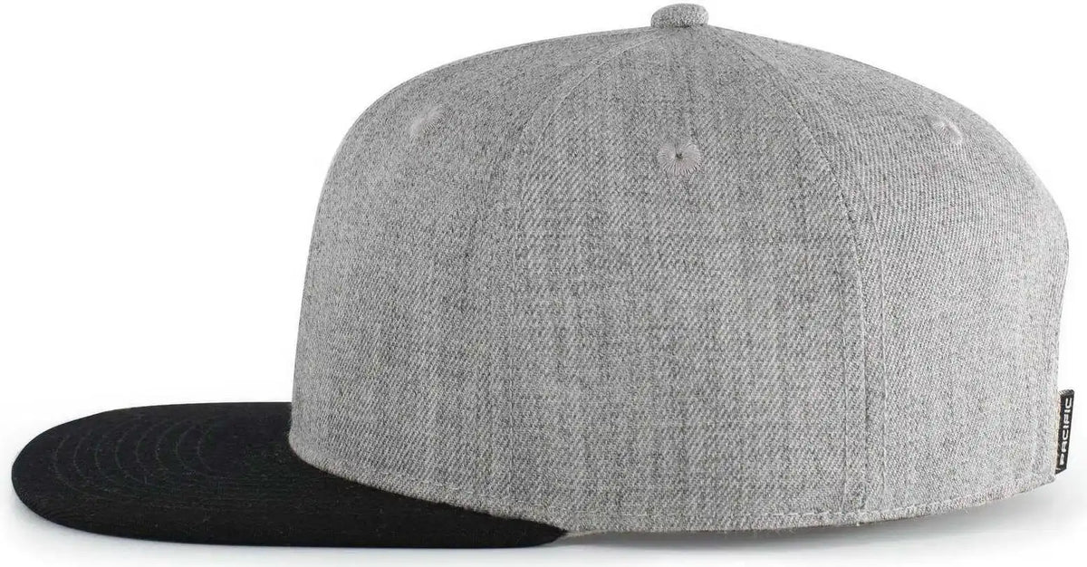 Pacific Headwear 750 Wool Heather Snapback Cap - Light Black - Gray / 7’’ - 7 7/8’’