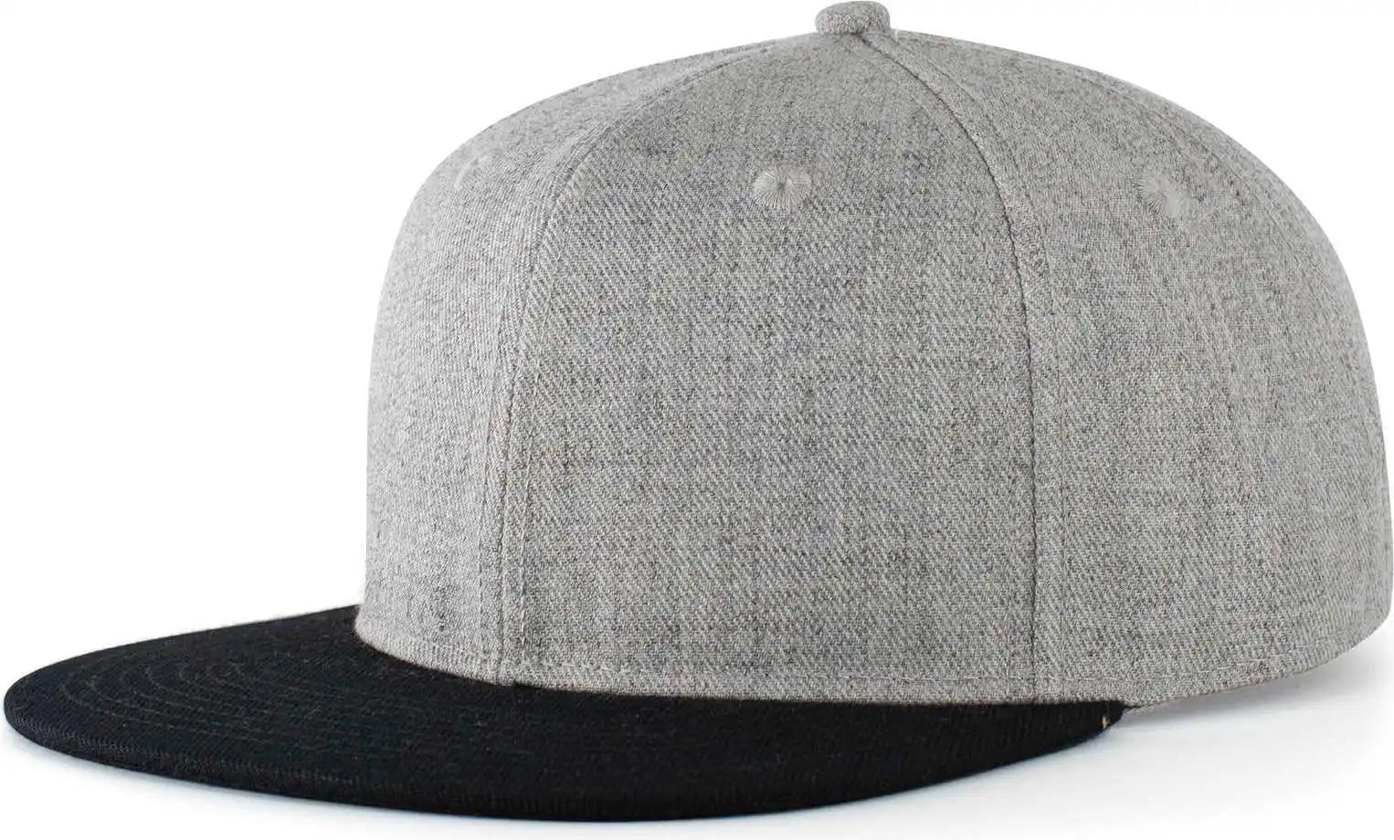 Pacific Headwear 750 Wool Heather Snapback Cap - Light Black - Gray / 7’’ - 7 7/8’’
