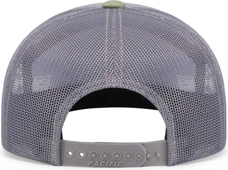 Pacific Headwear 787 6 Panel Arch Snapback Trucker Cap Heather Gray Loden Brown / 7’’ 7 7/8’’