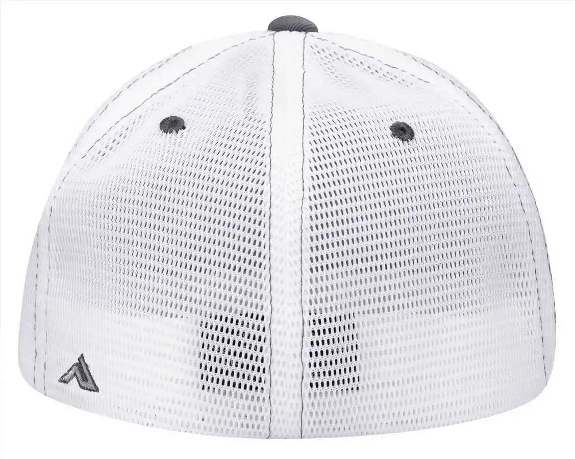 Pacific Headwear Es341 Premium M2 Performance Trucker Flexfit Cap Graphite White