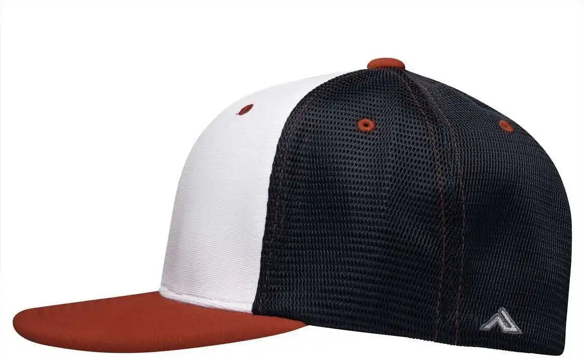 Pacific Headwear Es341 Premium M2 Performance Trucker Flexfit Cap - White Navy Red