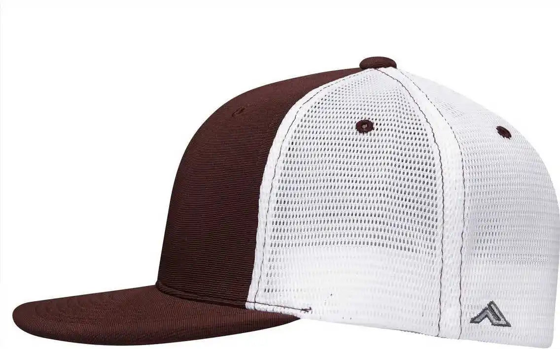 Pacific Headwear Es341 Premium M2 Performance Trucker Flexfit Cap - Maroon White