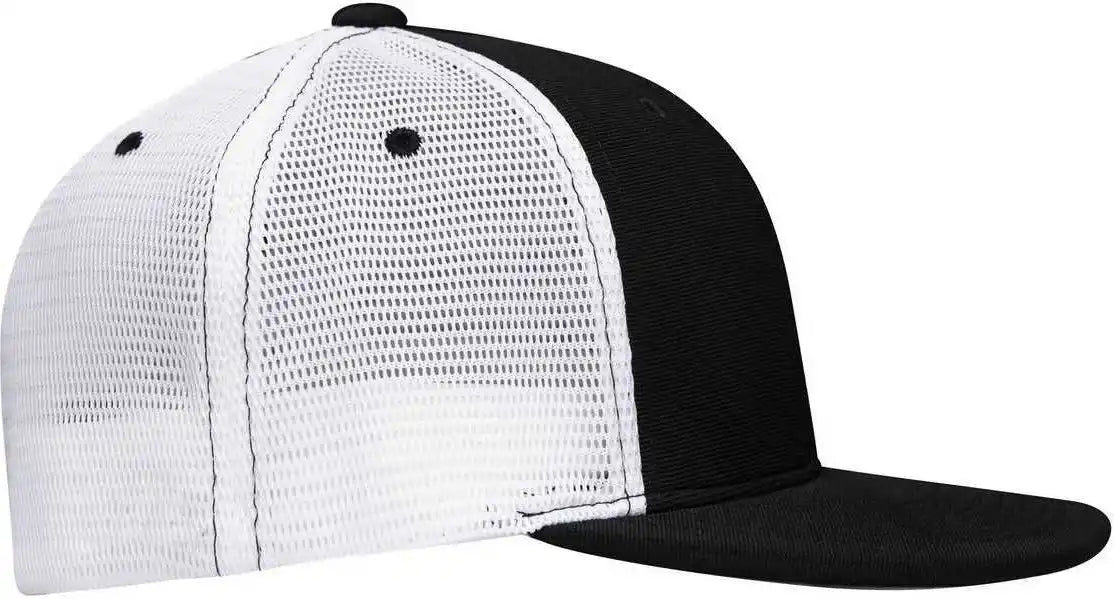 Pacific Headwear Es341 Premium M2 Performance Trucker Flexfit Cap Black White