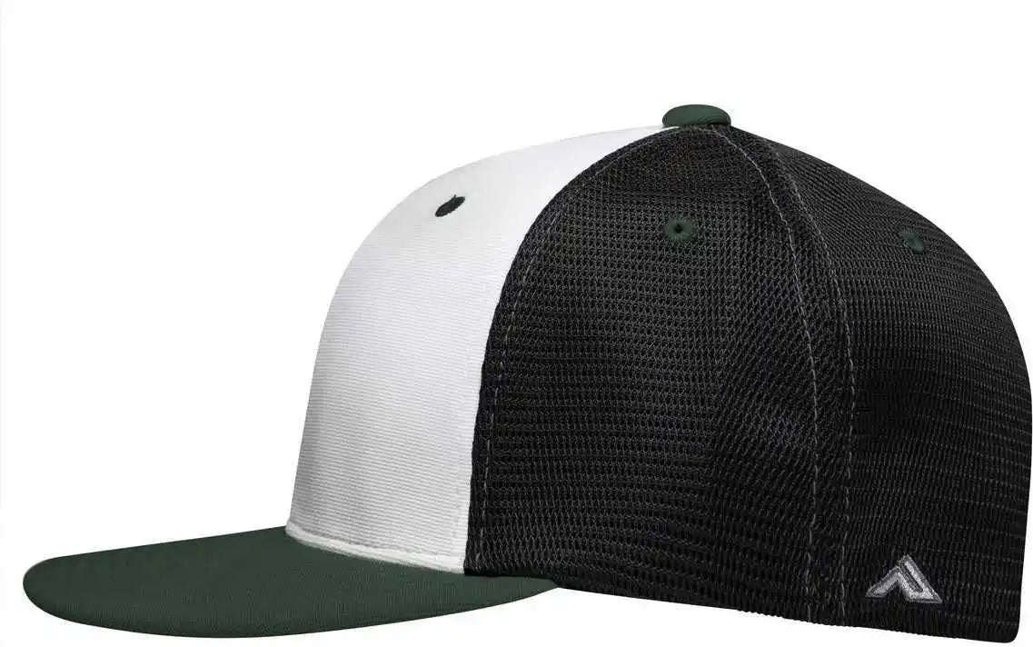 Pacific Headwear Es341 Premium M2 Performance Trucker Flexfit Cap White Black Dark Green