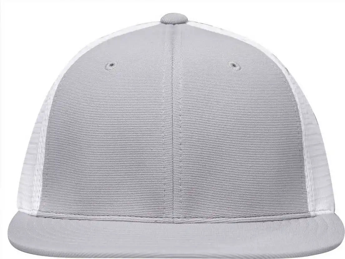 Pacific Headwear Es341 Premium M2 Performance Trucker Flexfit Cap Silver White