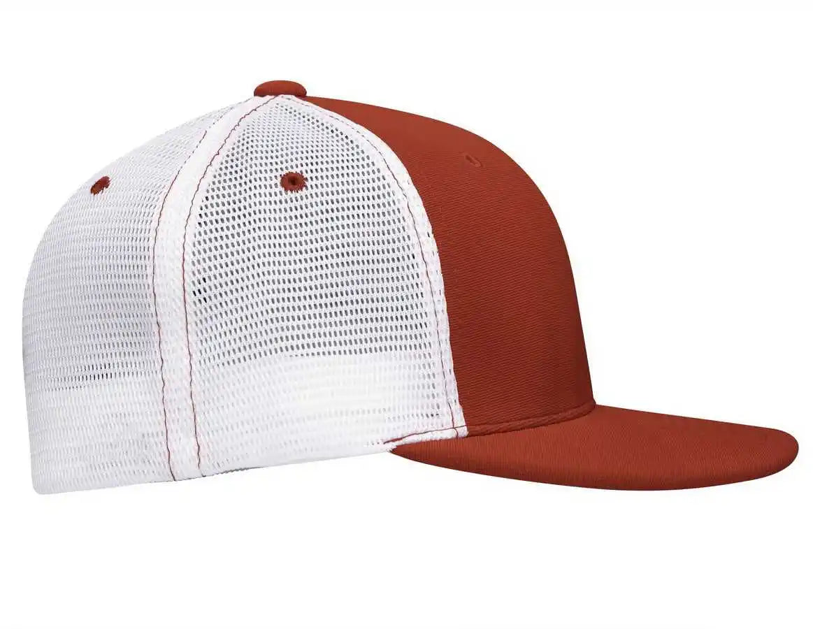 Pacific Headwear Es341 Premium M2 Performance Trucker Flexfit Cap Red White