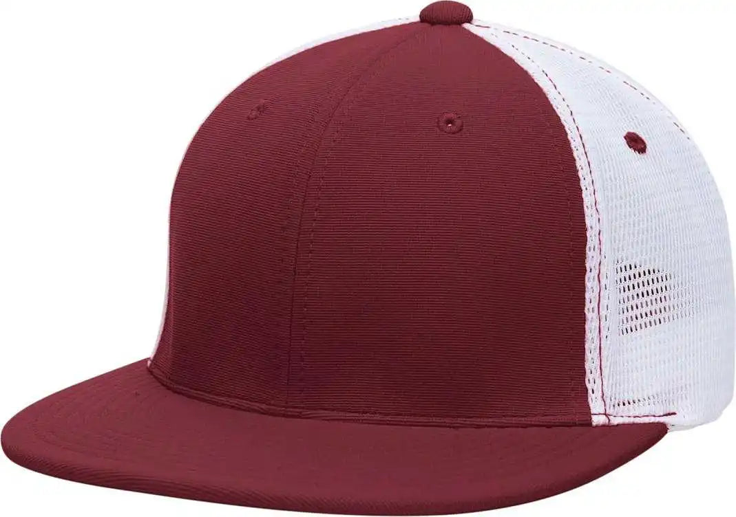 Pacific Headwear Es341 Premium M2 Performance Trucker Flexfit Cap - Maroon White - 6 3/8’’ - 7/8’’