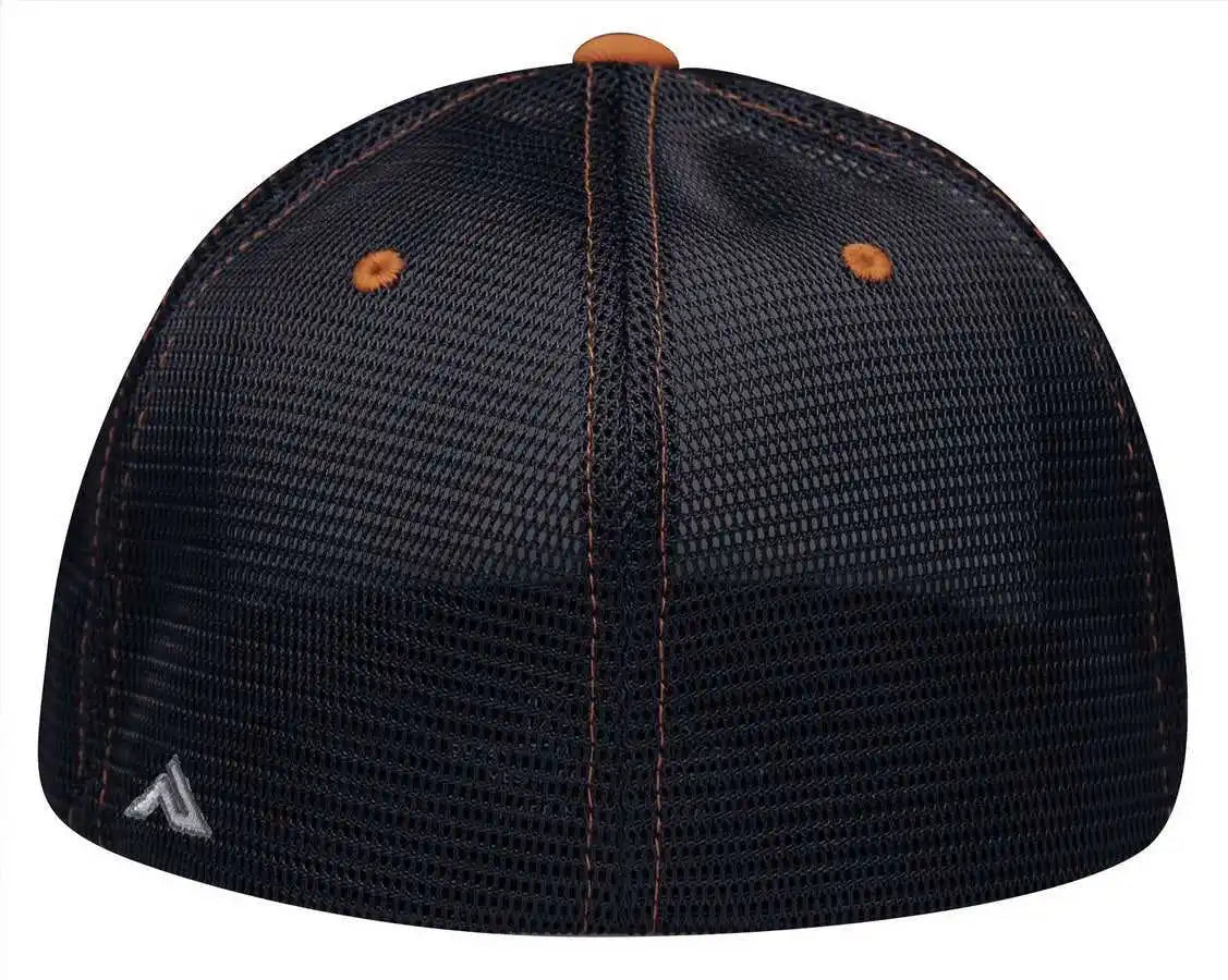 Pacific Headwear Es341 Premium M2 Performance Trucker Flexfit Cap White Navy Orange