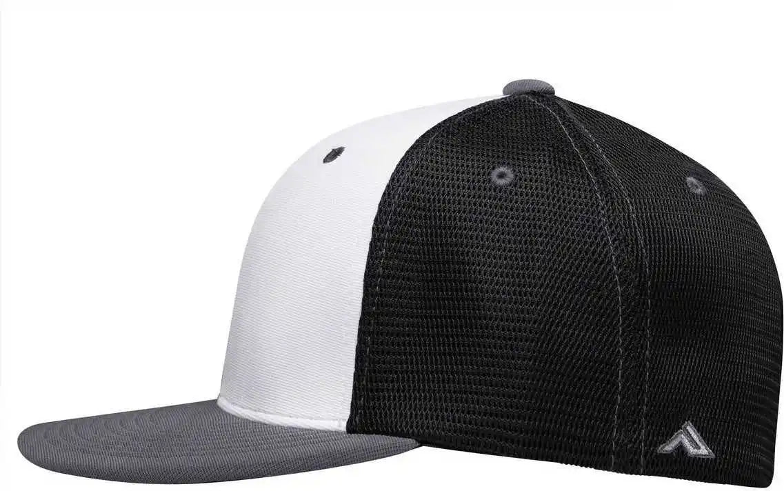 Pacific Headwear Es341 Premium M2 Performance Trucker Flexfit Cap White Black Graphite