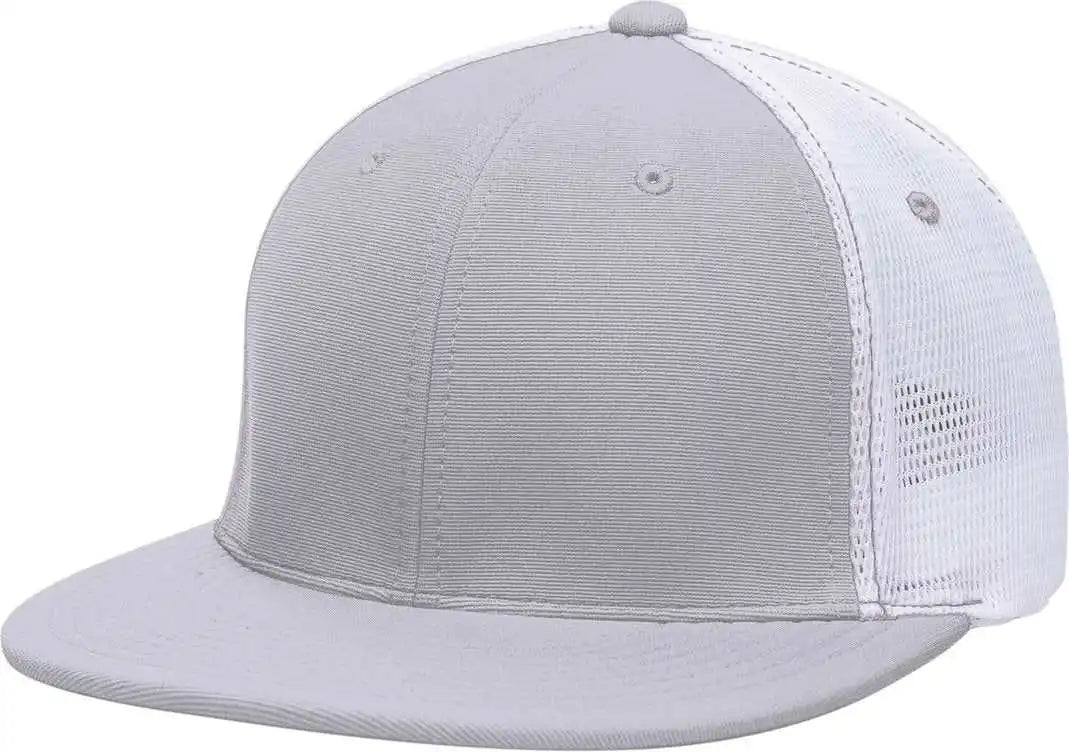 Pacific Headwear Es341 Premium M2 Performance Trucker Flexfit Cap - Silver White - Light Gray / 6 3/8’’ - 7/8’’