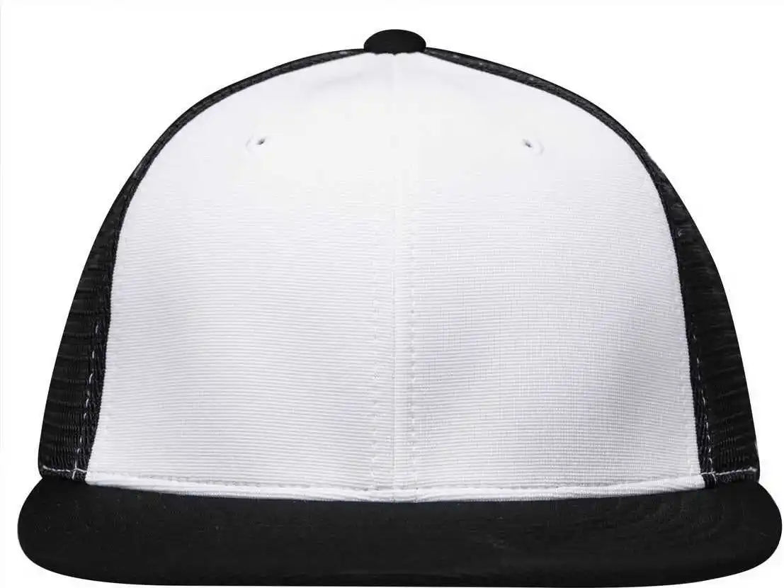 Pacific Headwear Es341 Premium M2 Performance Trucker Flexfit Cap - White Black - 6 3/8’’ - 7/8’’