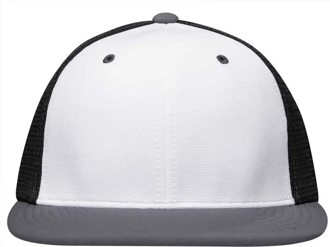 Pacific Headwear Es341 Premium M2 Performance Trucker Flexfit Cap White Black Graphite