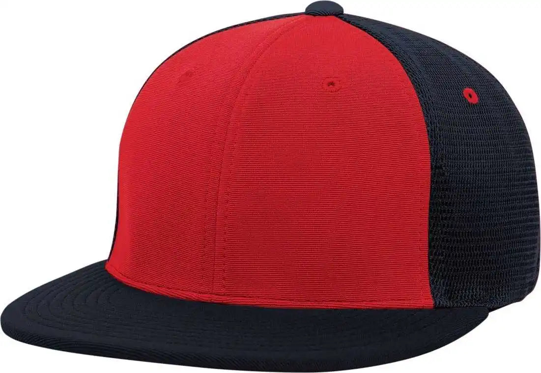 Pacific Headwear Es341 Premium M2 Performance Trucker Flexfit Cap - Red Navy - 6 3/8’’ - 7/8’’