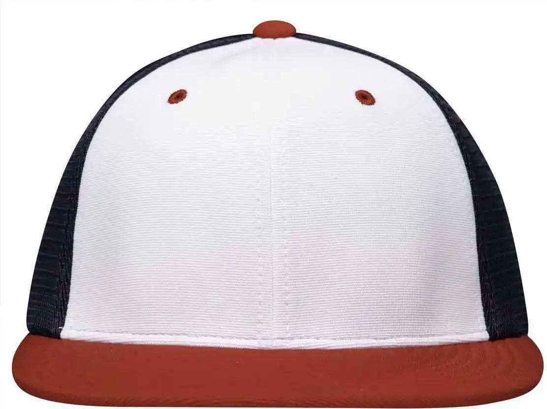 Pacific Headwear Es341 Premium M2 Performance Trucker Flexfit Cap - White Navy Red - 6 3/8’’ - 7/8’’