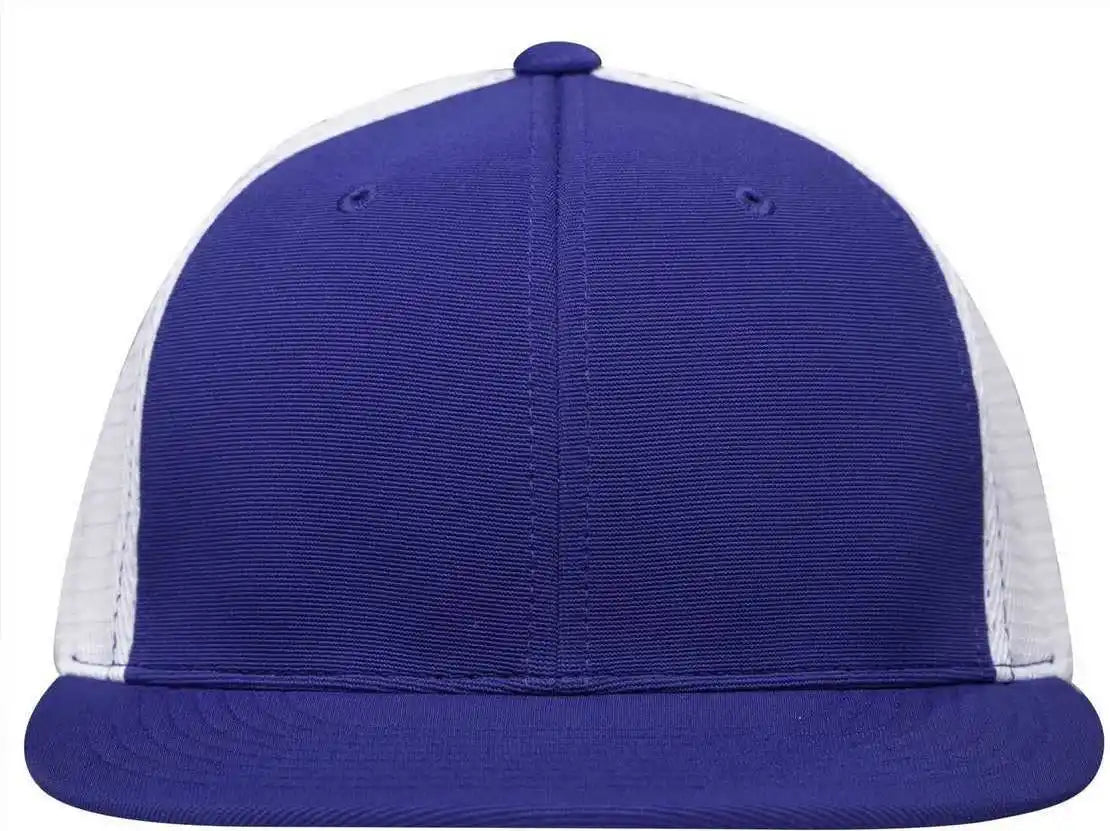 Pacific Headwear Es341 Premium M2 Performance Trucker Flexfit Cap Royal White