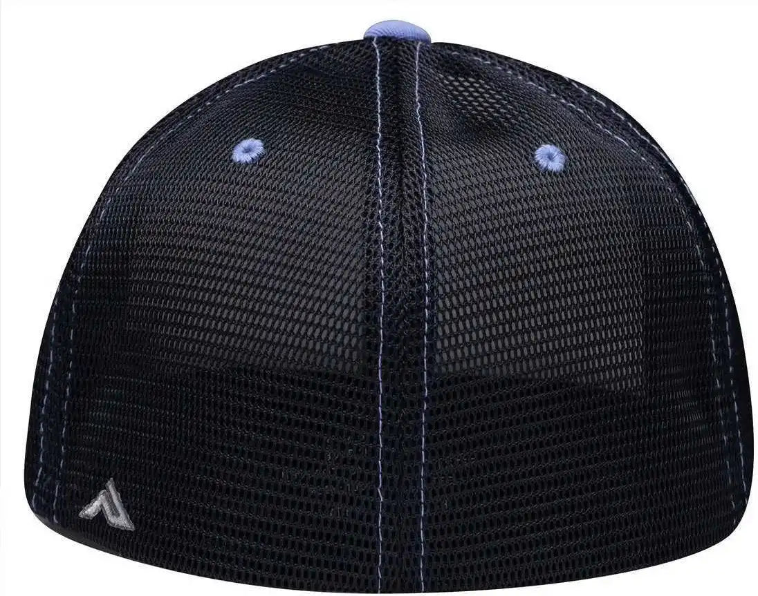 Pacific Headwear Es341 Premium M2 Performance Trucker Flexfit Cap White Navy Columbia Blue