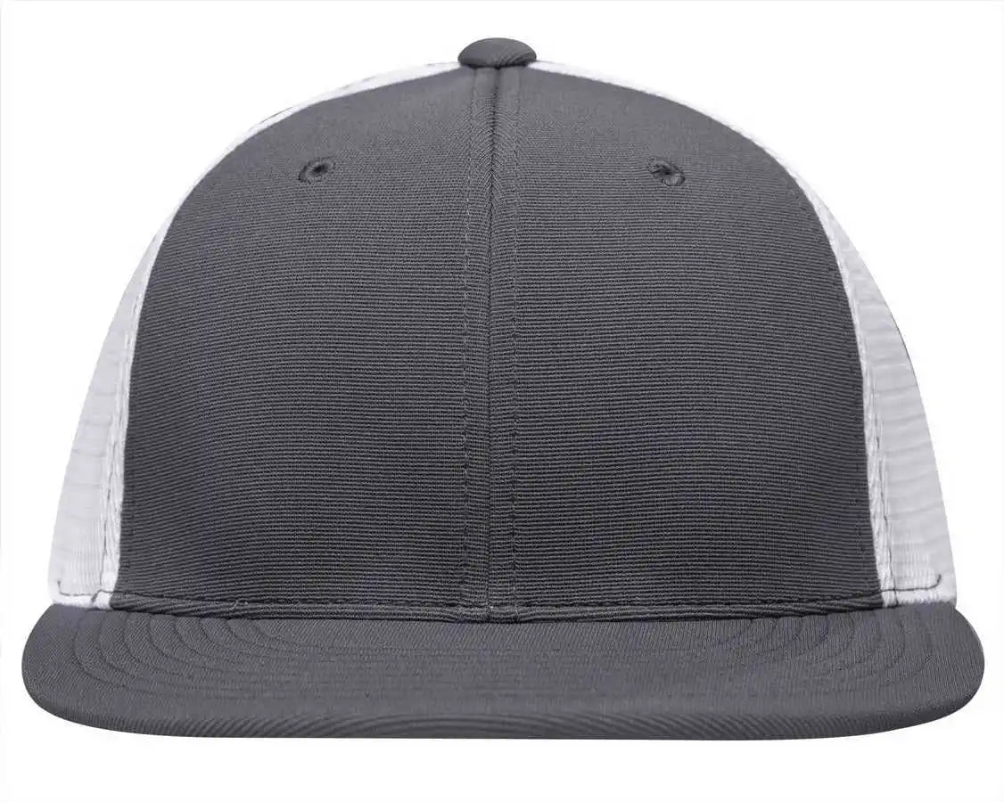 Pacific Headwear Es341 Premium M2 Performance Trucker Flexfit Cap Graphite White